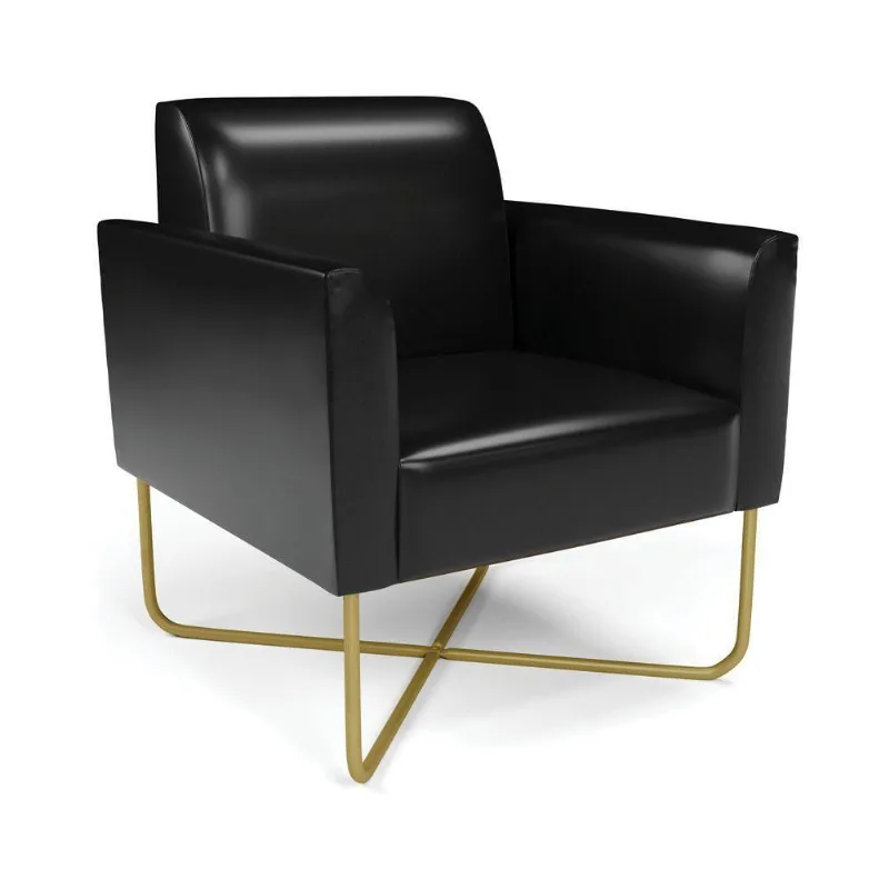 Poltrona Base X Industrial Dourado Marisa Corano Preto D03 - D\'rossi