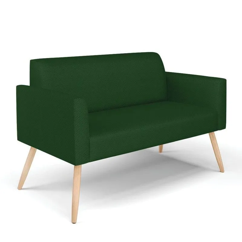 Sofá Namoradeira Pés Palito Natural Marisa Veludo Luxo Verde A136 D03 - D'rossi