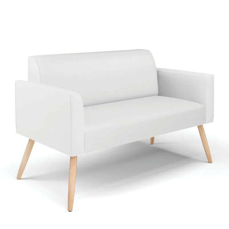 Sofá Namoradeira Pés Palito Natural Marisa Corino Branco D03 - D'rossi