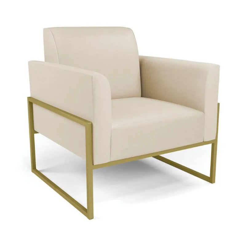 Poltrona Base Industrial Alta Dourado Marisa Corino D03 - D\'rossi Cor Bege