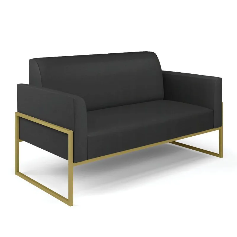 Sofá Namoradeira Base Industrial Alta Dourado Marisa Corino D03 - D\'rossi Cor Preto