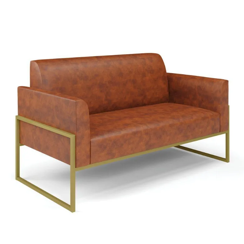 Sofá Namoradeira Base Industrial Alta Dourado Marisa Corano D03 - D\'rossi Cor Nozes