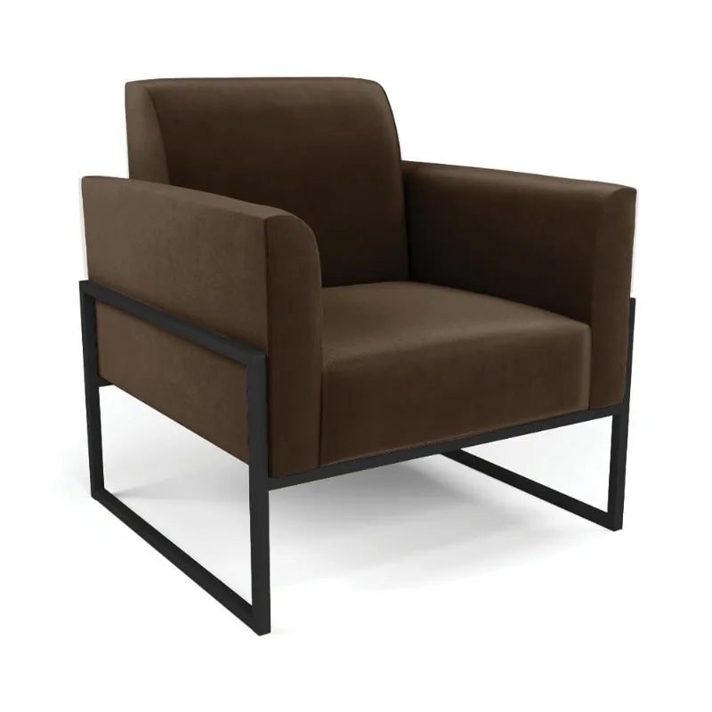 Poltrona Base Industrial Alta Preto Marisa Suede D03 - D'Rossi Marrom