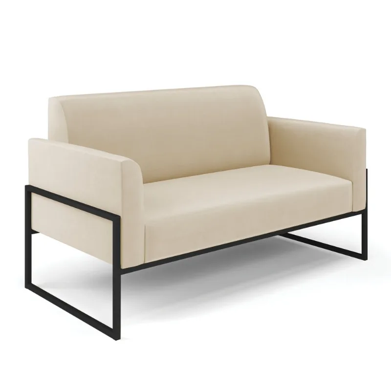 Sofá Namoradeira Base Industrial Alta Preto Marisa Suede D03 - D'Rossi Azul Turquesa