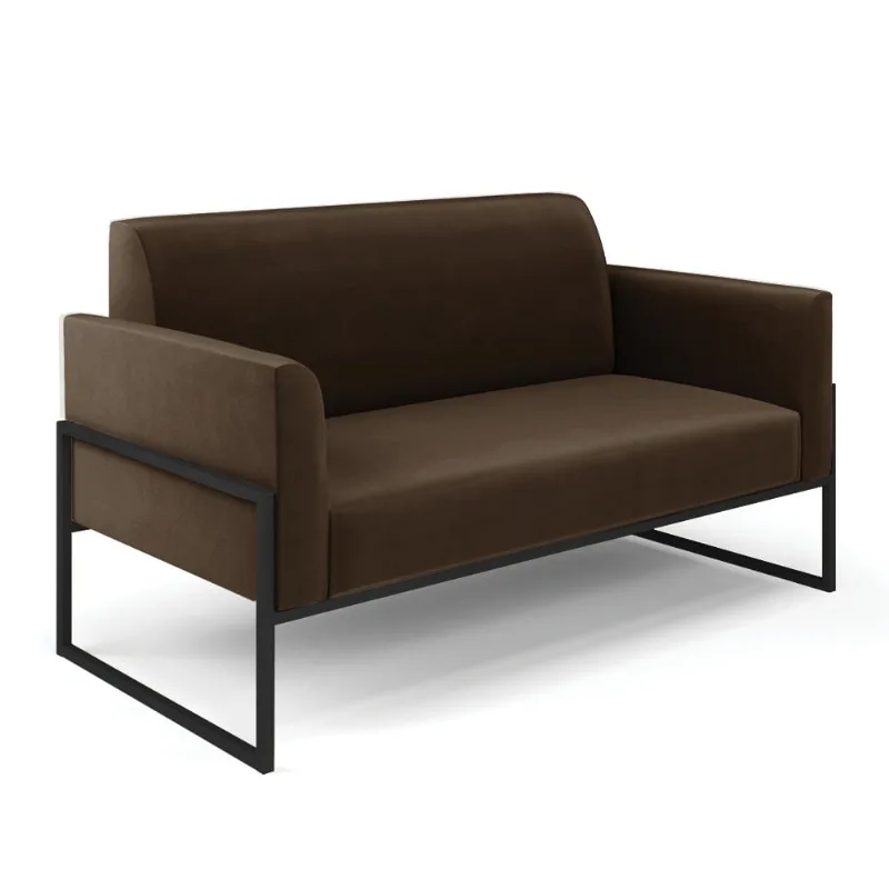 Sofá Namoradeira Base Industrial Alta Preto Marisa Suede D03 - D'Rossi Marrom