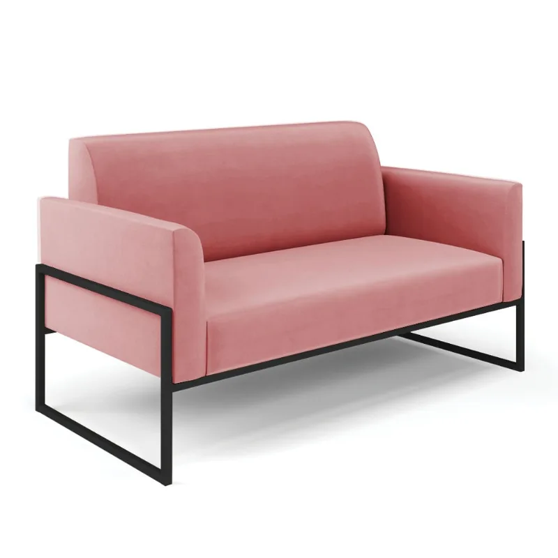 Sofá Namoradeira Base Industrial Alta Preto Marisa Suede D03 - D'Rossi Rose