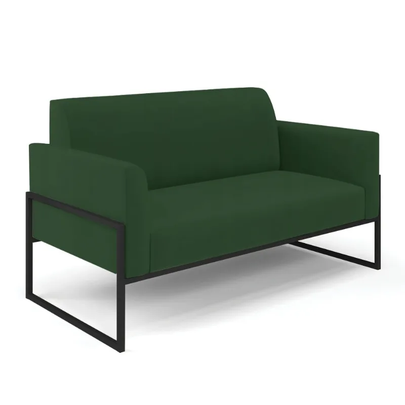 Sofá Namoradeira Base Industrial Alta Preto Marisa Veludo D03 - D'Rossi Verde