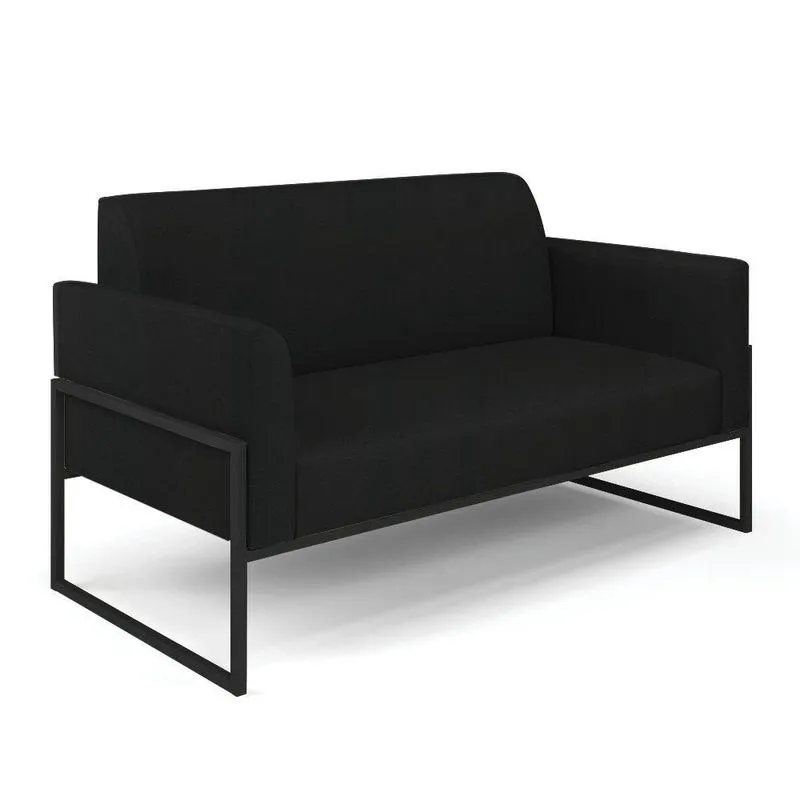 Sofá Namoradeira Base Industrial Alta Preto Marisa Linho D03 - D\'rossi Cor A79 Preto
