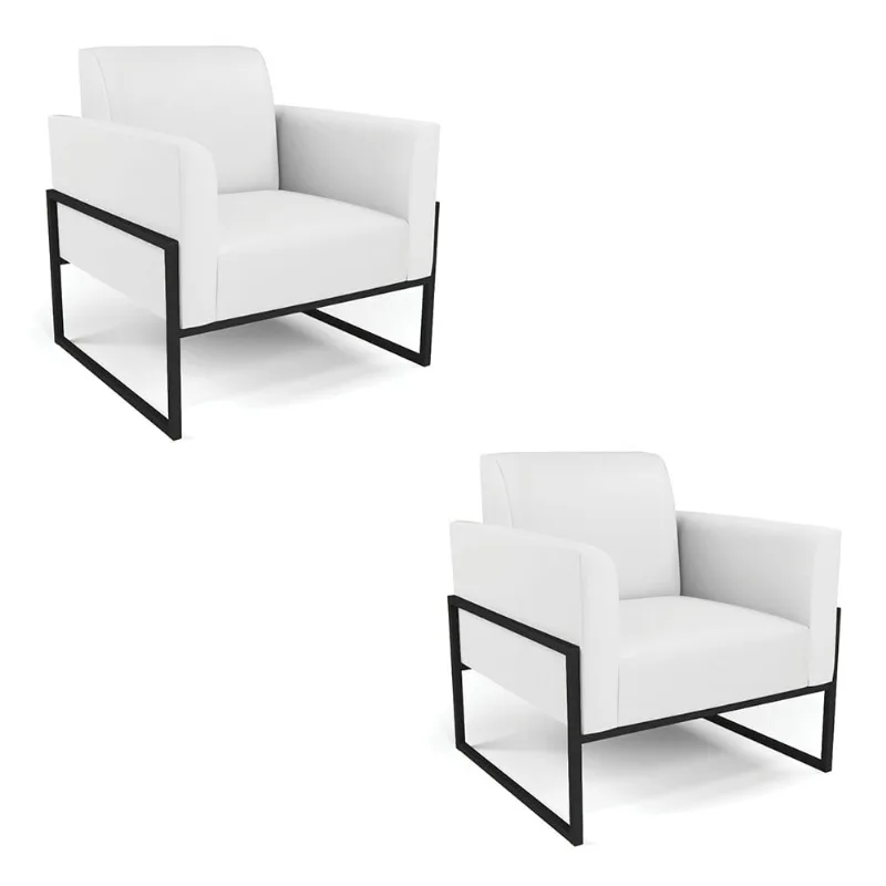 Kit 2 Poltronas Base Industrial Alta Preto Marisa Corino D03 - D'Rossi Branco