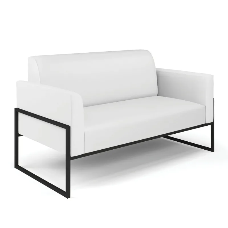 Sofá Namoradeira Base Industrial Alta Preto Marisa Corino D03 - D'Rossi Branco