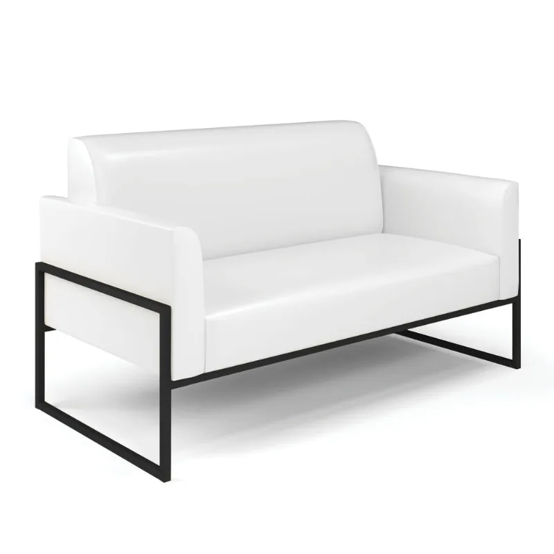 Sofá Namoradeira Base Industrial Alta Preto Marisa Corano D03 - D'Rossi Branco