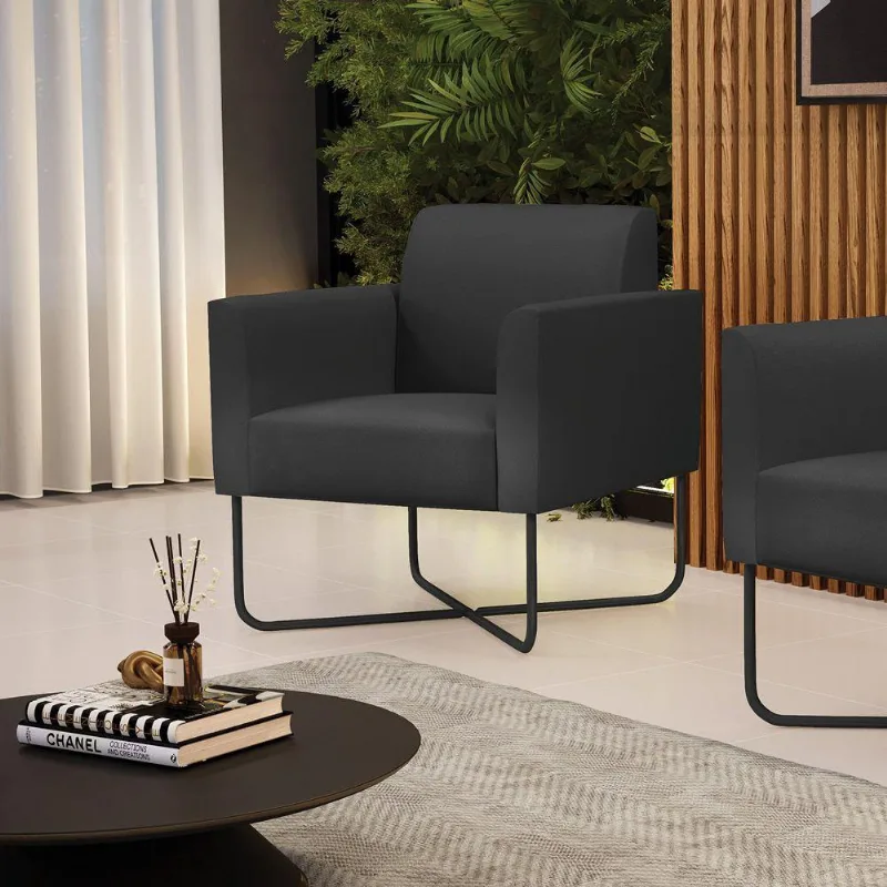 Poltrona Base X Industrial Preto Marisa Corino Preto