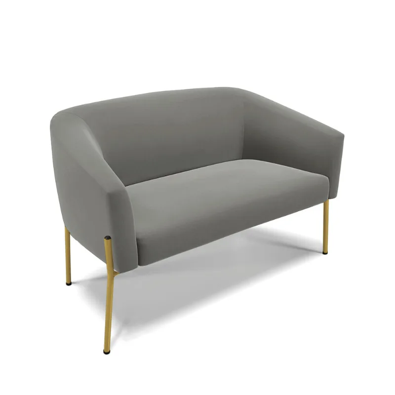 Sofá 2 Lugares Namoradeira Pé de Ferro Dourado Stella Suede D03 - D'Rossi Grafite