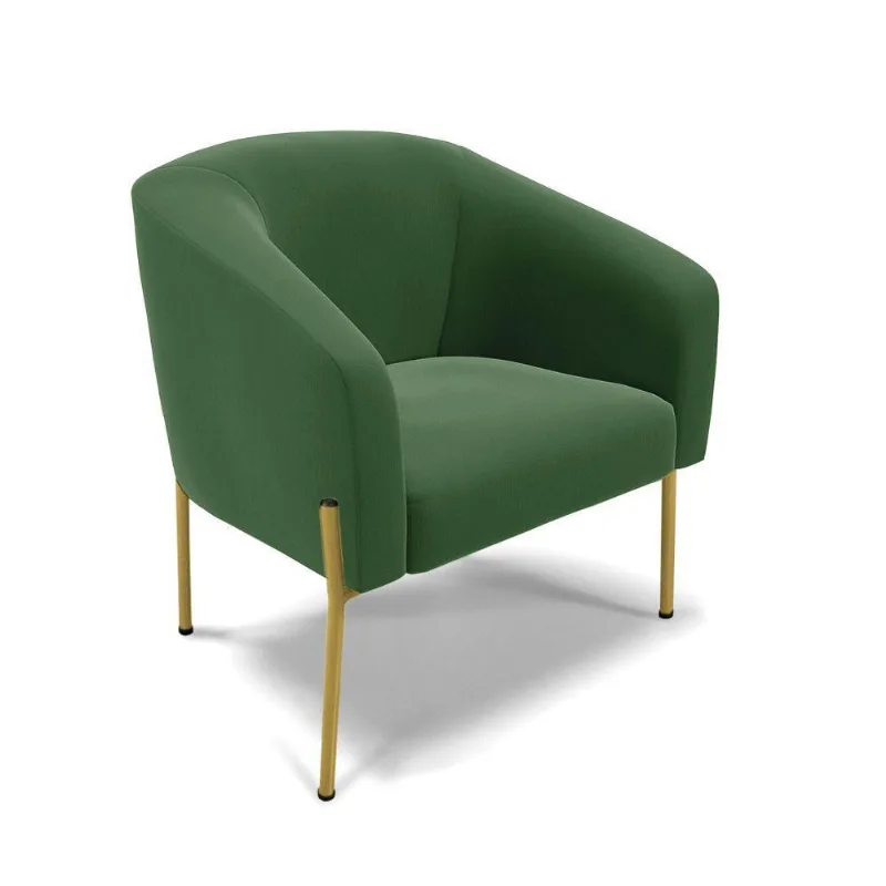 Poltrona Pé De Ferro Dourado Sala De Estar Stella Suede D03 - D'rossi Cor Verde