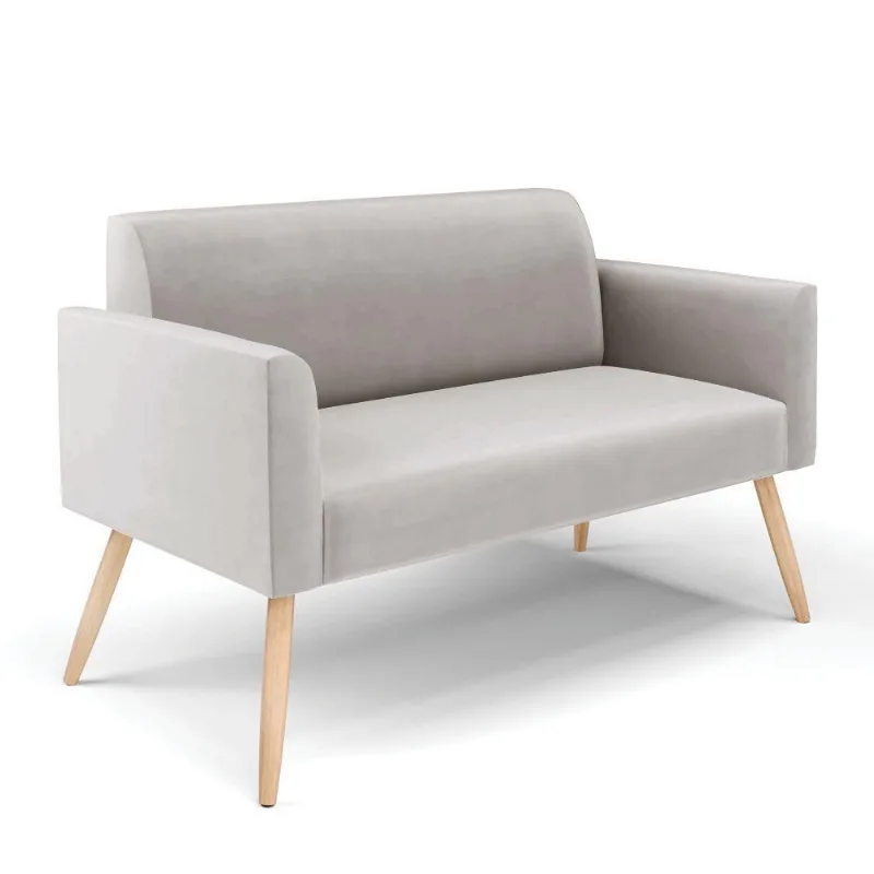 Sofá Namoradeira Pés Palito Natural Marisa Veludo D03 - D\'rossi Cor Cinza