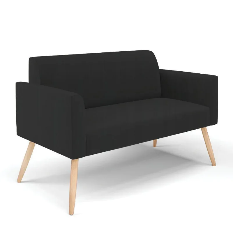 Sofá Namoradeira Pés Palito Natural Marisa Veludo D03 - D\'rossi Cor Preto