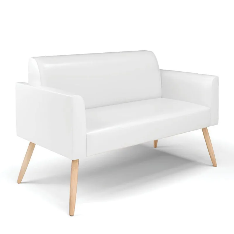 Sofá Namoradeira Pés Palito Natural Marisa Corano D03 - D\'rossi Cor Branco