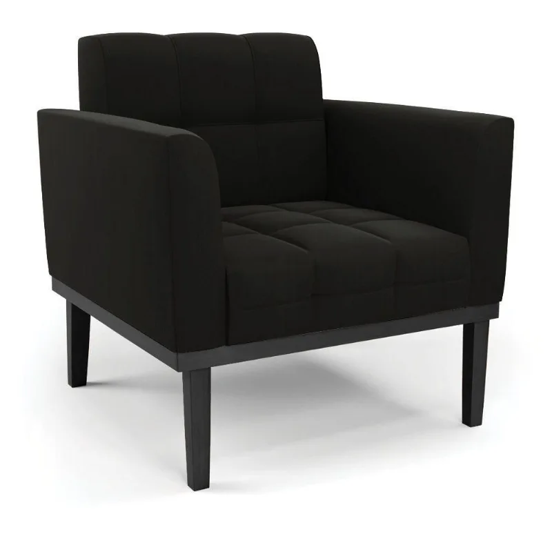 Poltrona Base De Madeira Fixa Preto Elisa Suede Preto D03 - D'rossi