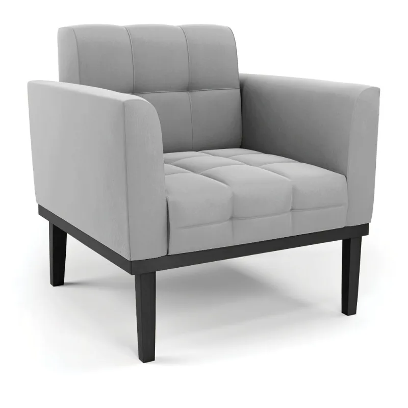 Poltrona Base de Madeira Fixa Preto Elisa Suede D03 - D'Rossi Cinza