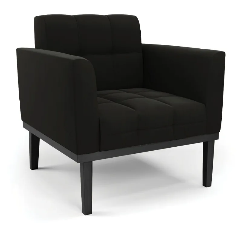 Poltrona Base de Madeira Fixa Preto Elisa Suede D03 - D'Rossi Preto