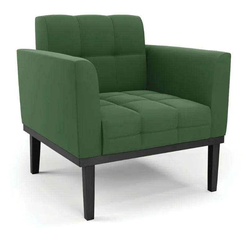 Poltrona Base de Madeira Fixa Preto Elisa Suede D03 - D'Rossi Verde