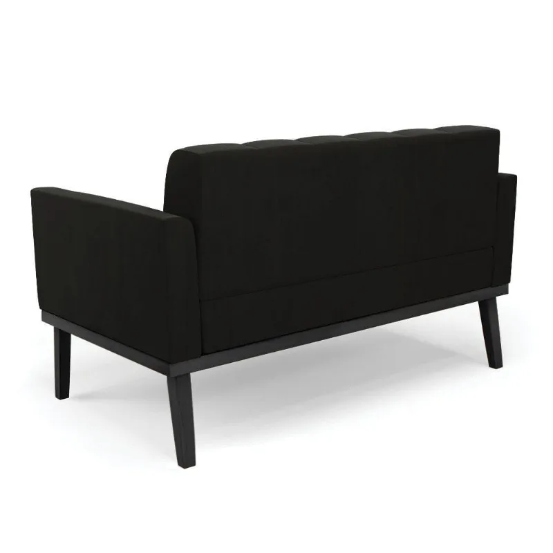Sofá Namoradeira 2 Lugares Base De Madeira Preto Elisa Suede D03 - D'rossi Cor Preto