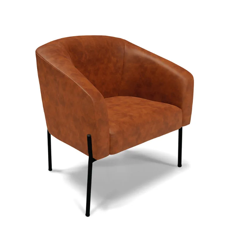 Poltrona Decorativa Pé de Ferro Preto Stella Sintético PU D03 - D'Rossi Nozes