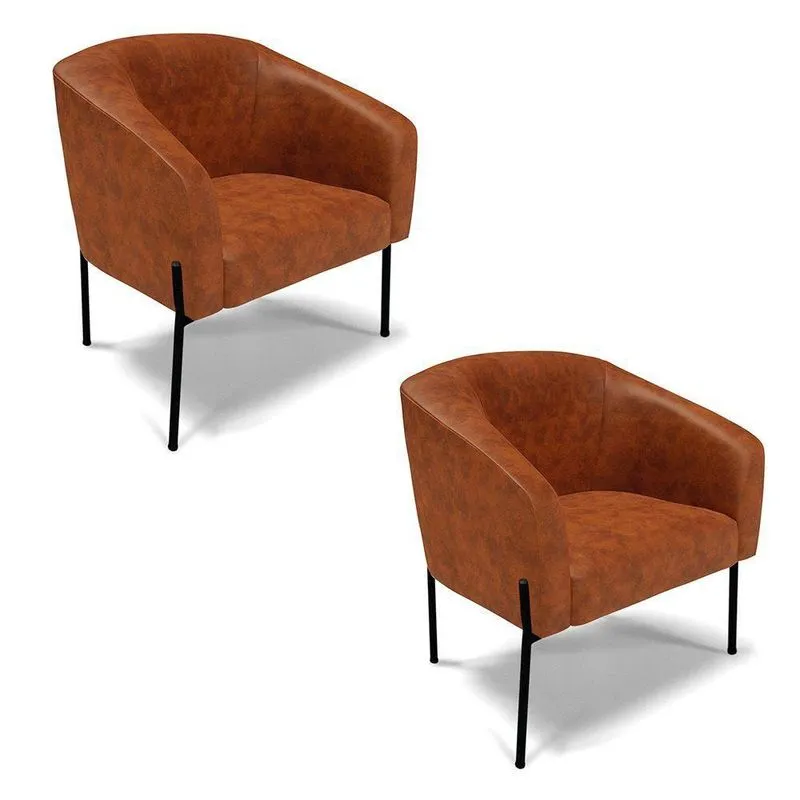 Poltrona Pé De Ferro Preto Kit 2 Stella Corano D03 - D'rossi Cor Nozes