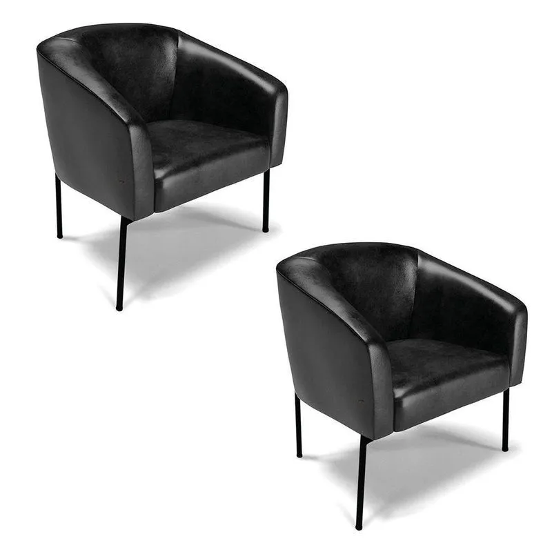 Poltrona Pé De Ferro Preto Kit 2 Stella Corano D03 - D'rossi Cor Preto