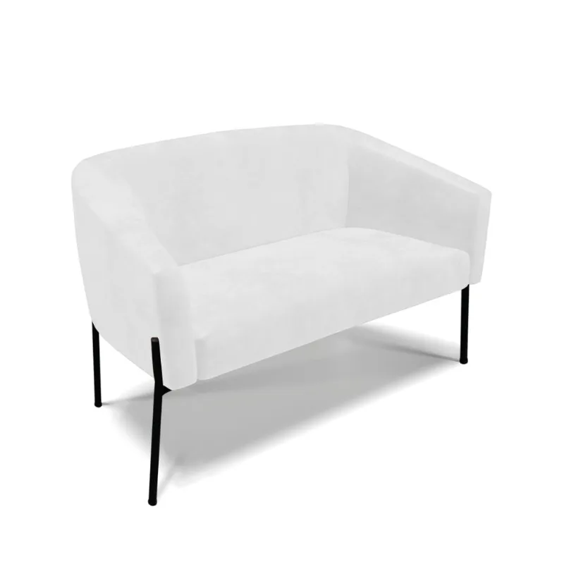 Sofá 2 Lugares Namoradeira Pé de Ferro Preto Stella Sintético PU D03 - D'Rossi Branco