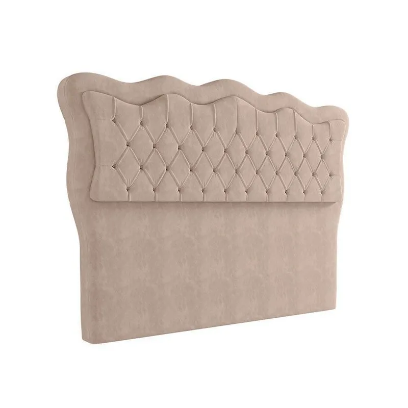Cabeceira Para Cama Box King 193 Cm Eliza Veludo Bege I02 - D'rossi