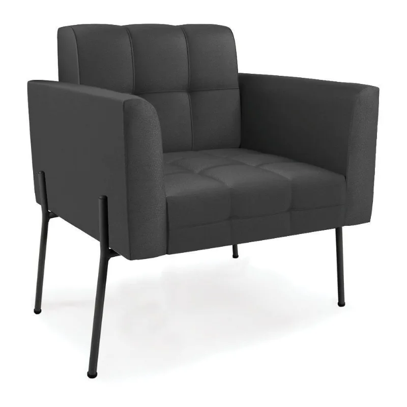 Poltrona Pé De Ferro Preto Para Sala Elisa Corino D03 - D'rossi Cor Preto