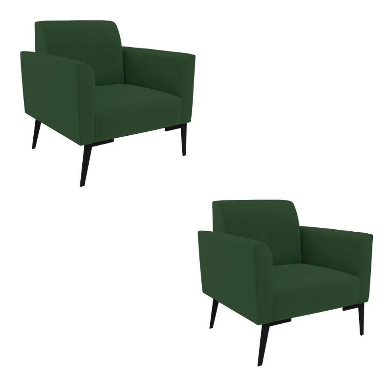 Kit 2 Poltronas Pés Villach Marisa Veludo D03 - D\'rossi Cor Verde