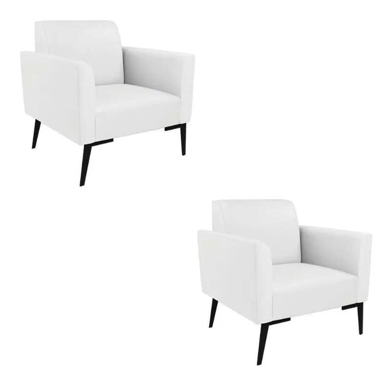 Kit 2 Poltronas Pés Villach Marisa Corino D03 - D\'rossi Cor Branco