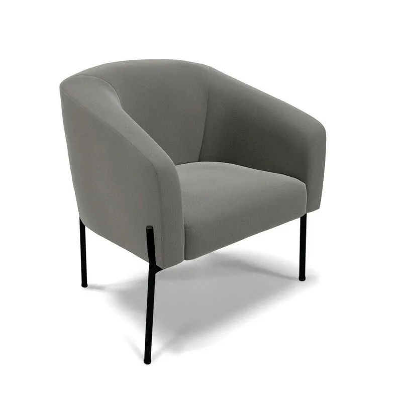 Poltrona Pé De Ferro Preto Sala De Estar Stella Suede Grafite D03 - D'rossi