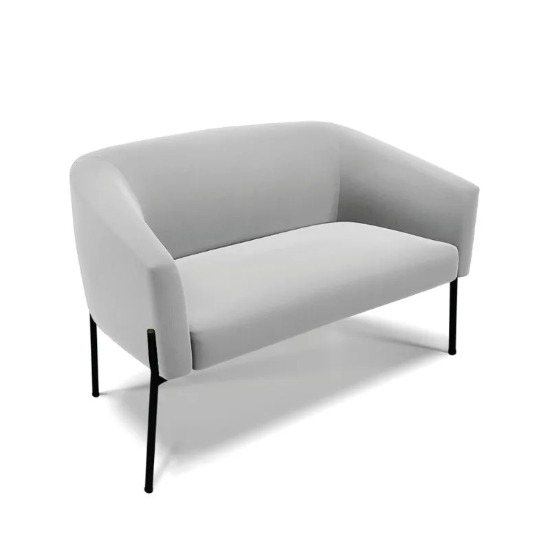 Sofá 2 Lugares Namoradeira Pé de Ferro Preto Stella Suede D03 - D'Rossi Cinza