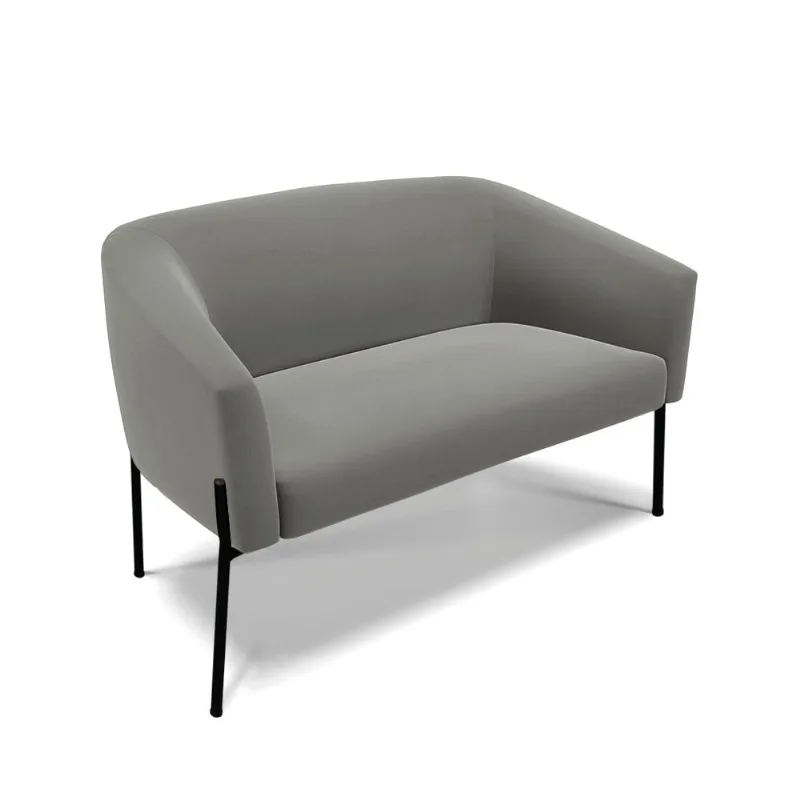 Sofá 2 Lugares Namoradeira Pé de Ferro Preto Stella Suede D03 - D'Rossi Grafite