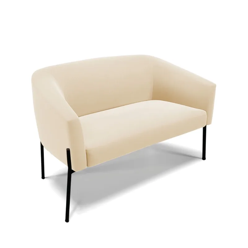 Sofá 2 Lugares Namoradeira Pé de Ferro Preto Stella Suede D03 - D'Rossi Rose