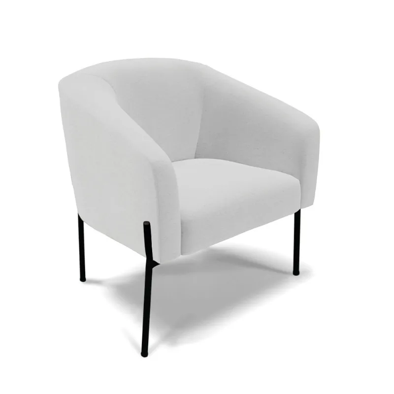 Poltrona Decorativa Pé de Ferro Preto Kit 2 Stella Linho D03 - D'Rossi A05 Cinza