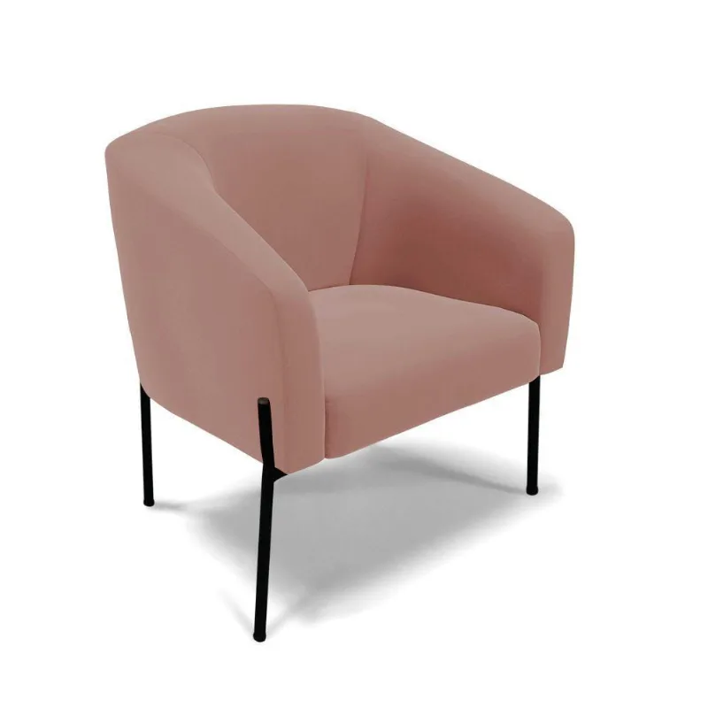 Poltrona Pé De Ferro Preto Sala De Estar Stella Veludo D03 - D'rossi Cor Rose