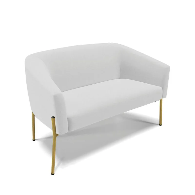 Sofá Namoradeira 2 Lugares Pé De Ferro Dourado Stella Linho D03 - D'rossi Cor A05 Cinza