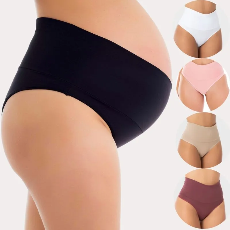 Calcinha Gestante Cós Duplo Dobrável Kit C/5 Pçs M ao 54