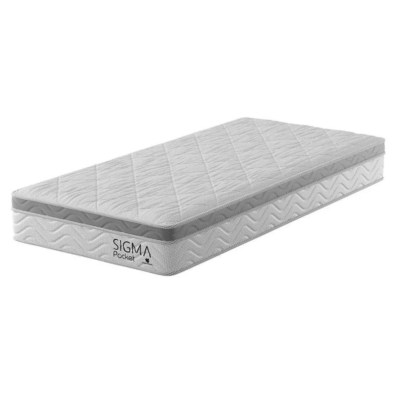 Colchão Solteirão com Europillow Modern Sigma Molas Ensacadas e Espuma D26 Branco e Cinza