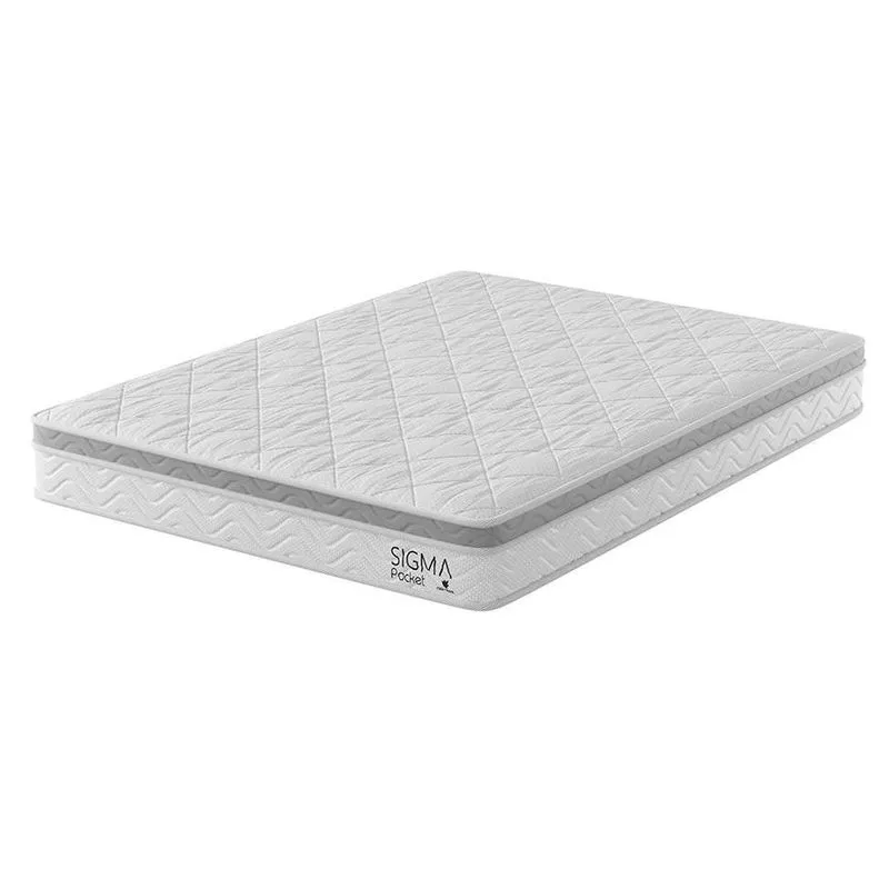 Colchão Casal com Molas Ensacadas Modern Sigma Europillow Espuma D26 Branco e Cinza