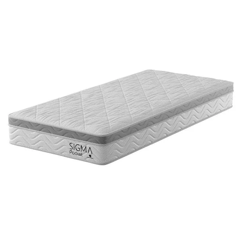 Colchão Solteiro Molas Ensacadas Modern Sigma Espuma D26 com Europillow Cinza