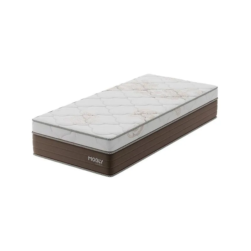 Colchão Solteiro com Molas Ensacadas Modern Londres Suede e Malha Branco e Marrom