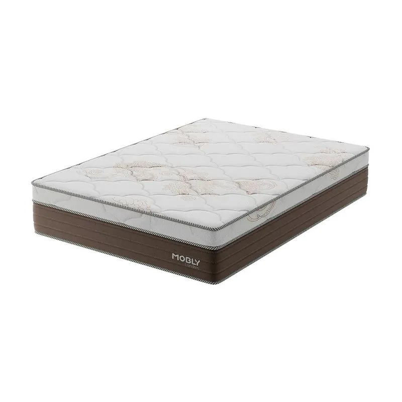 Colchão Viúvo com Molas Ensacadas Mobly Londres Suede Marrom e Branco