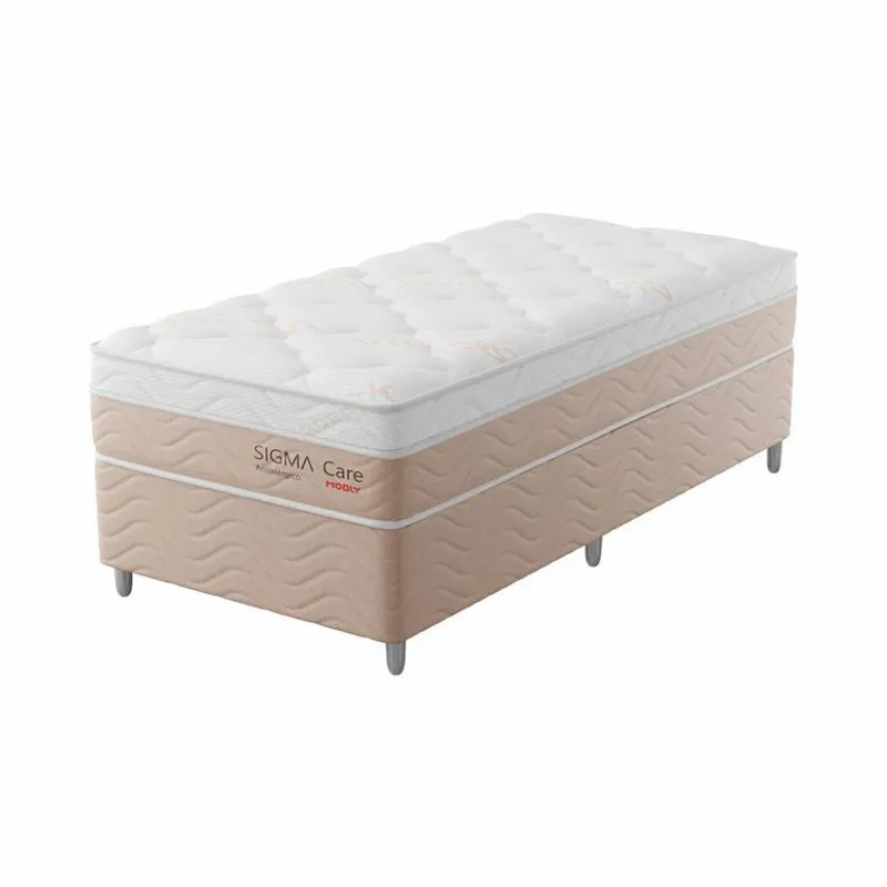 Cama Box com Colchão Solteirão Mobly Sigma Care Molas Ensacadas Madeira Bege