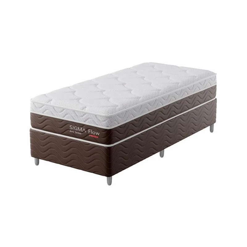 Cama Box com Colchão Solteiro Mobly Sigma Flow Molas Ensacadas Madeira Marrom