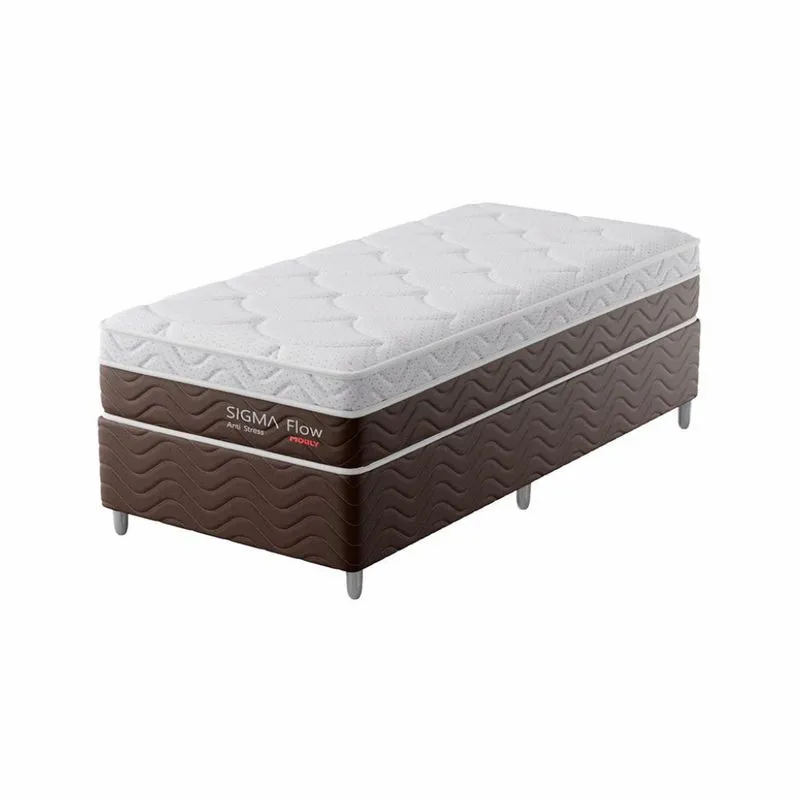 Cama Box com Colchão Solteirão Mobly Sigma Flow Molas Ensacadas Marrom e Branco